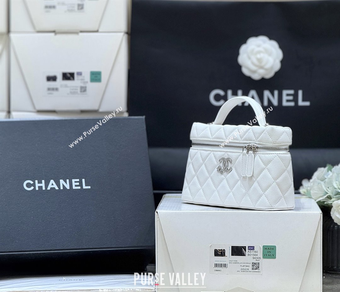 Chanel Shiny Grained Calfskin Vanity with Chain and Star AP4854 White 2025 Top Quality (SHUNY-25092316)