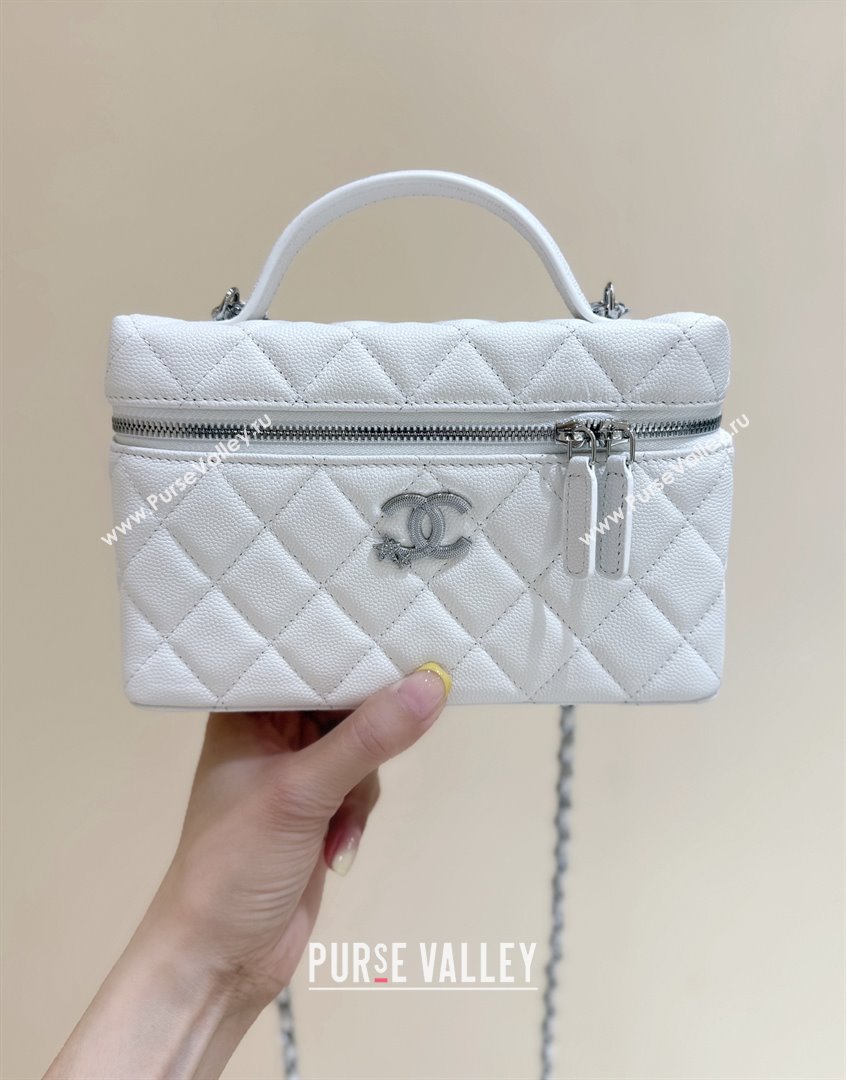 Chanel Shiny Grained Calfskin Vanity with Chain and Star AP4854 White 2025 Top Quality (SHUNY-25092316)
