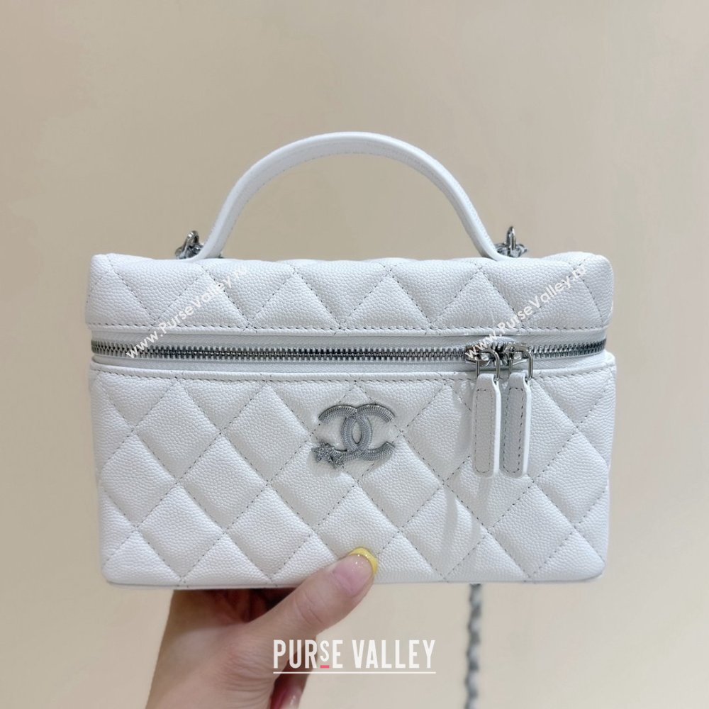 Chanel Shiny Grained Calfskin Vanity with Chain and Star AP4854 White 2025 Top Quality (SHUNY-25092316)