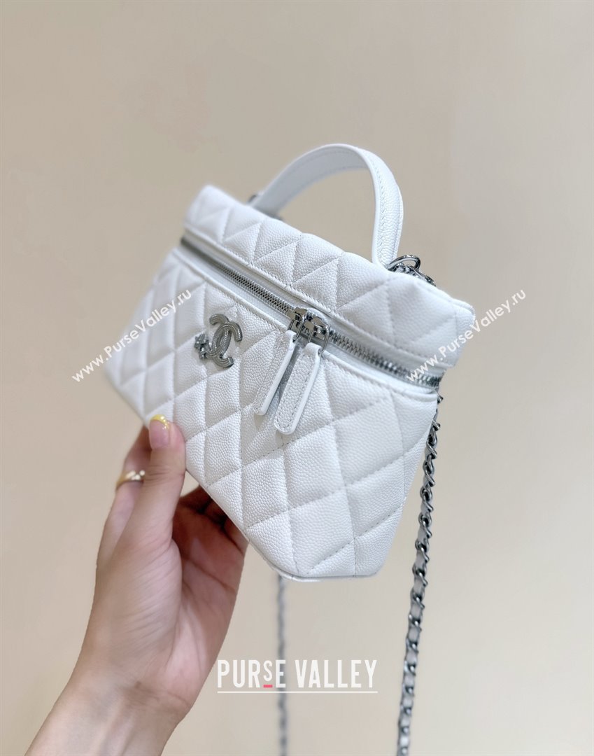 Chanel Shiny Grained Calfskin Vanity with Chain and Star AP4854 White 2025 Top Quality (SHUNY-25092316)