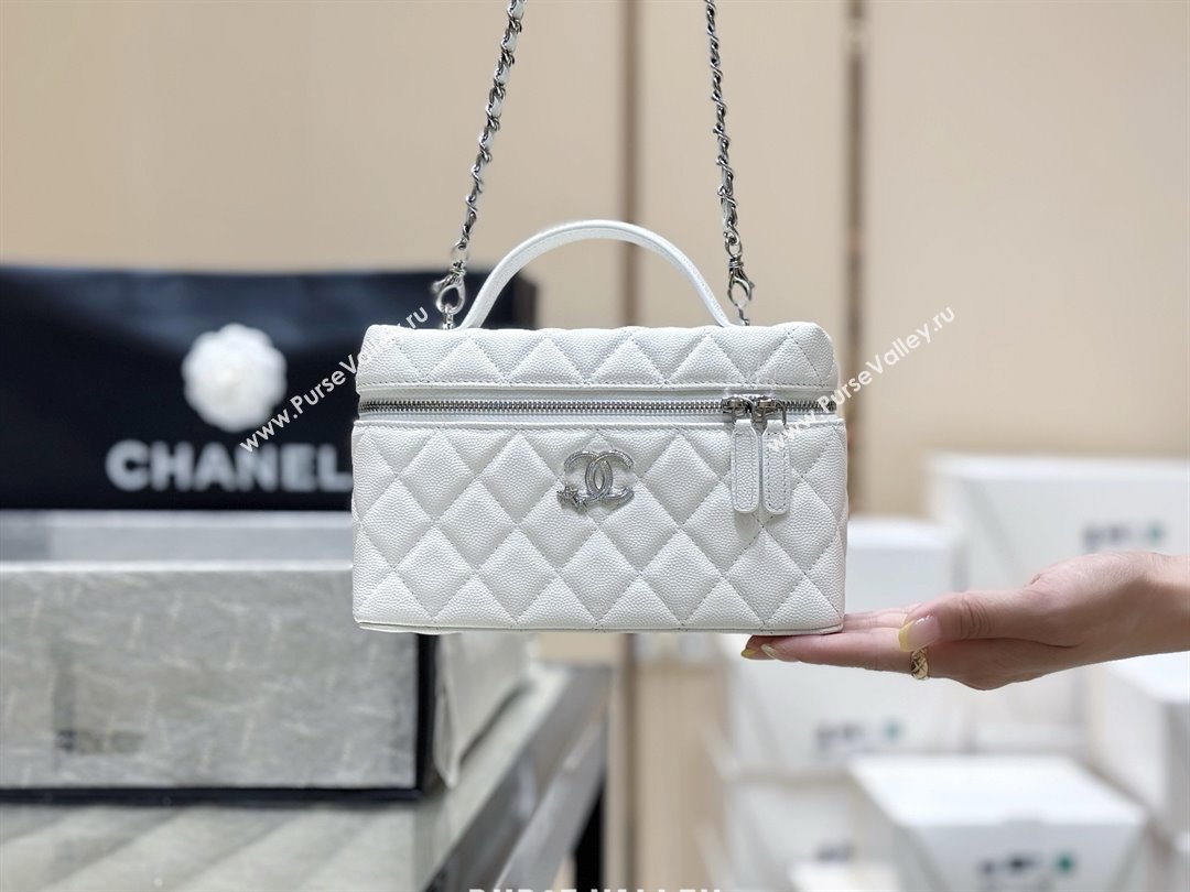 Chanel Shiny Grained Calfskin Vanity with Chain and Star AP4854 White 2025 Top Quality (SHUNY-25092316)