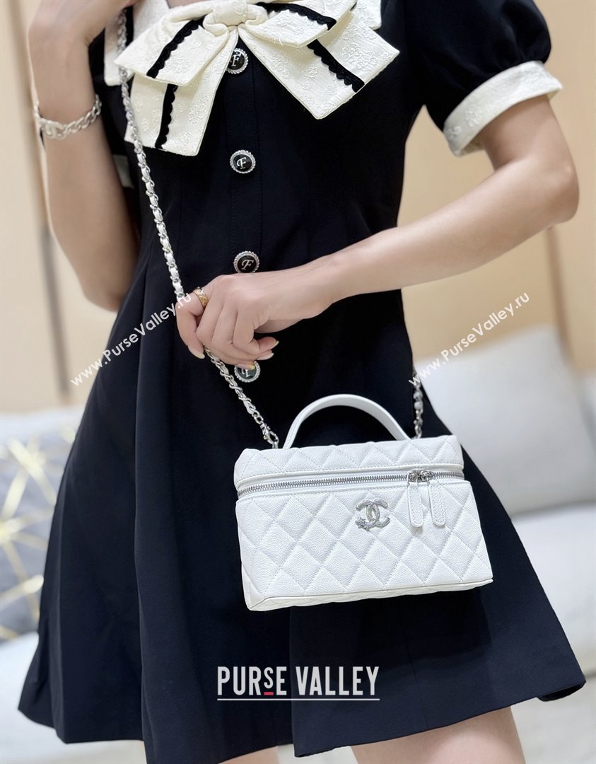 Chanel Shiny Grained Calfskin Vanity with Chain and Star AP4854 White 2025 Top Quality (SHUNY-25092316)
