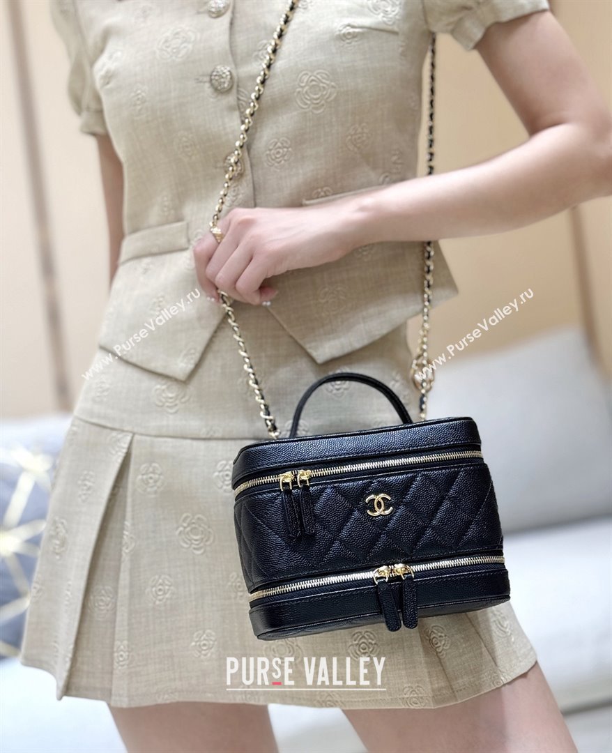 Chanel Grained Calfskin Long Vanity with Chain AP4688 Black 2025 Top Quality (SHUNY-25092403)