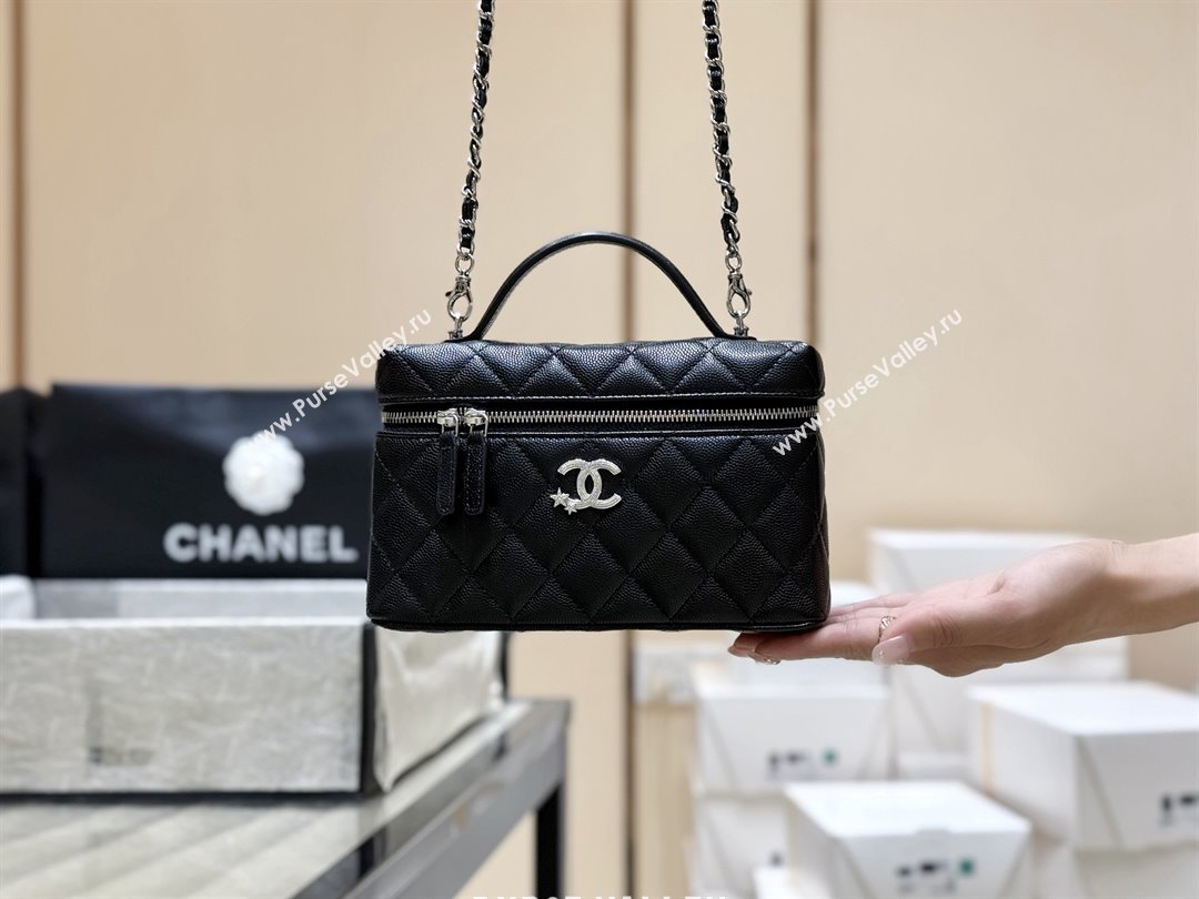 Chanel Shiny Grained Calfskin Vanity with Chain and Star AP4854 Black 2025 Top Quality (SHUNY-25092417)