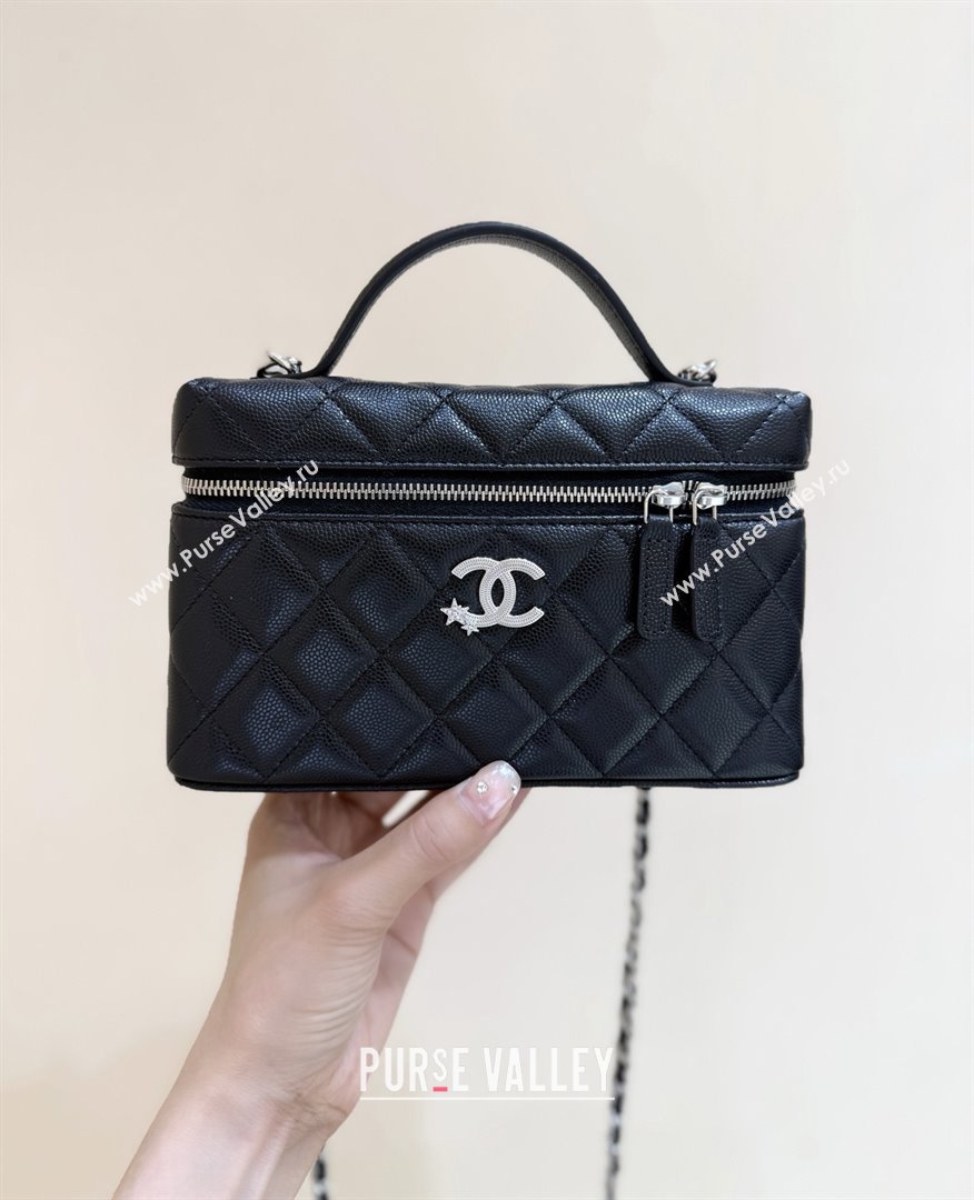 Chanel Shiny Grained Calfskin Vanity with Chain and Star AP4854 Black 2025 Top Quality (SHUNY-25092417)
