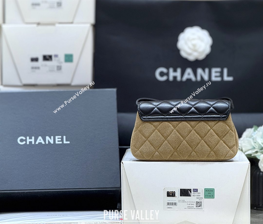 Chanel Suede Lambskin Phone Holder with Strap AP4677 Beige/Black 2025 Top Quality (SHUNY-25092301)