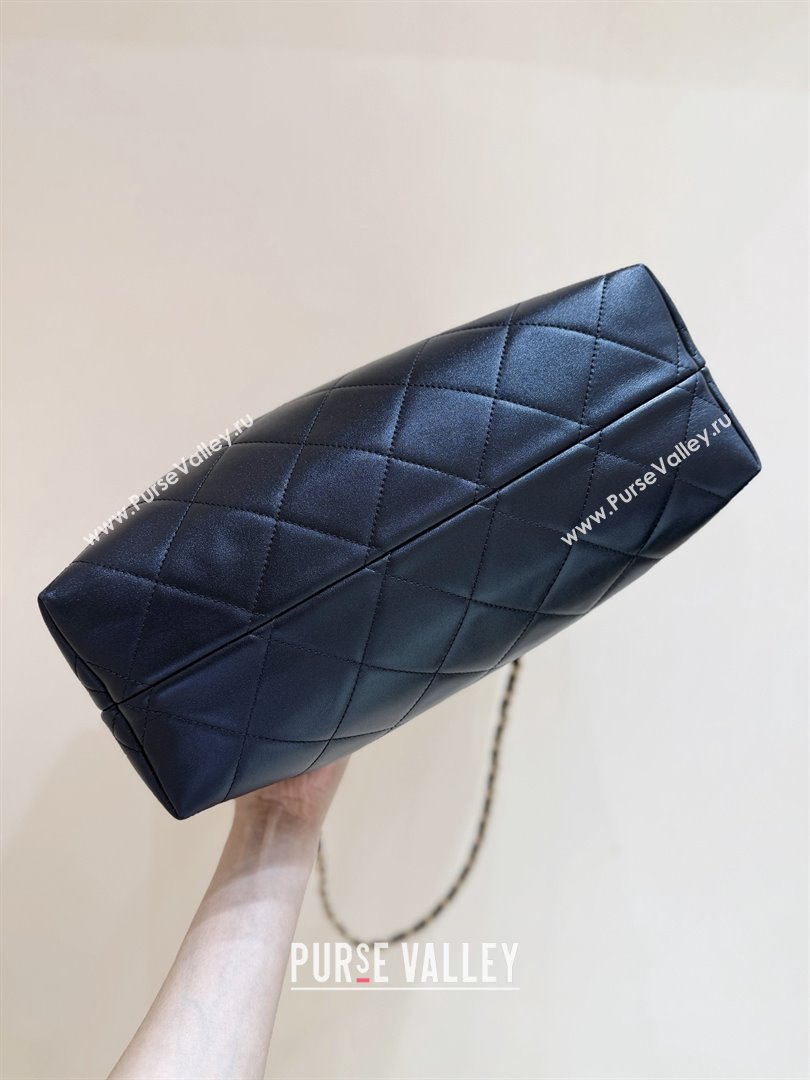 Chanel Small Tote Bag in Suede Calfskin Shiny Lambskin AS5634 Grey/Black 2025 Top Quality (SHUNY-25092401)