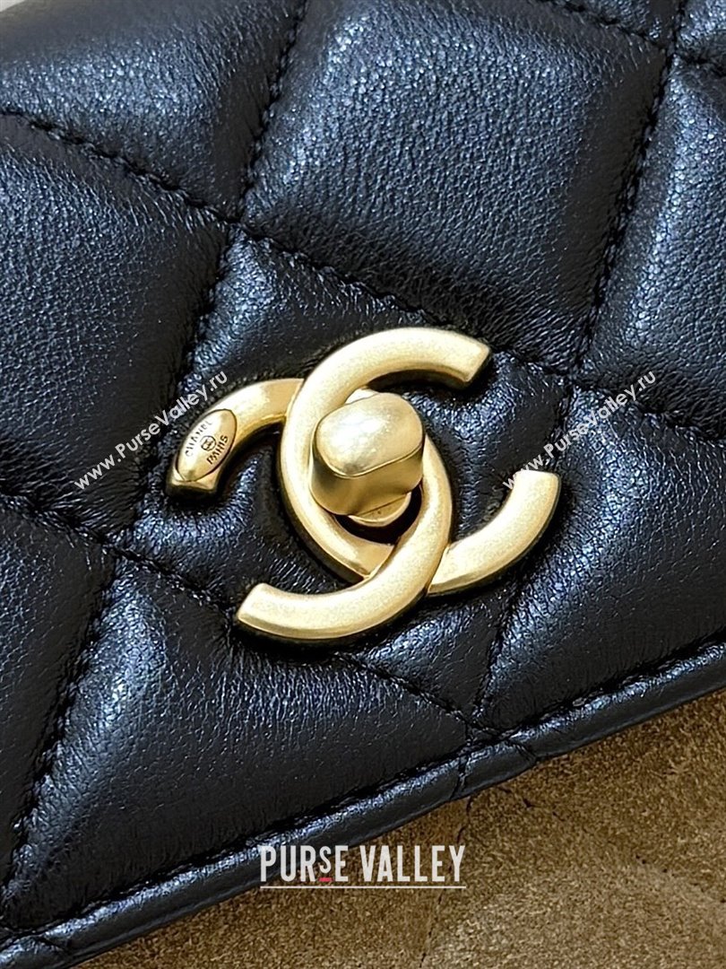 Chanel Suede Lambskin Phone Holder with Strap AP4677 Beige/Black 2025 Top Quality (SHUNY-25092301)