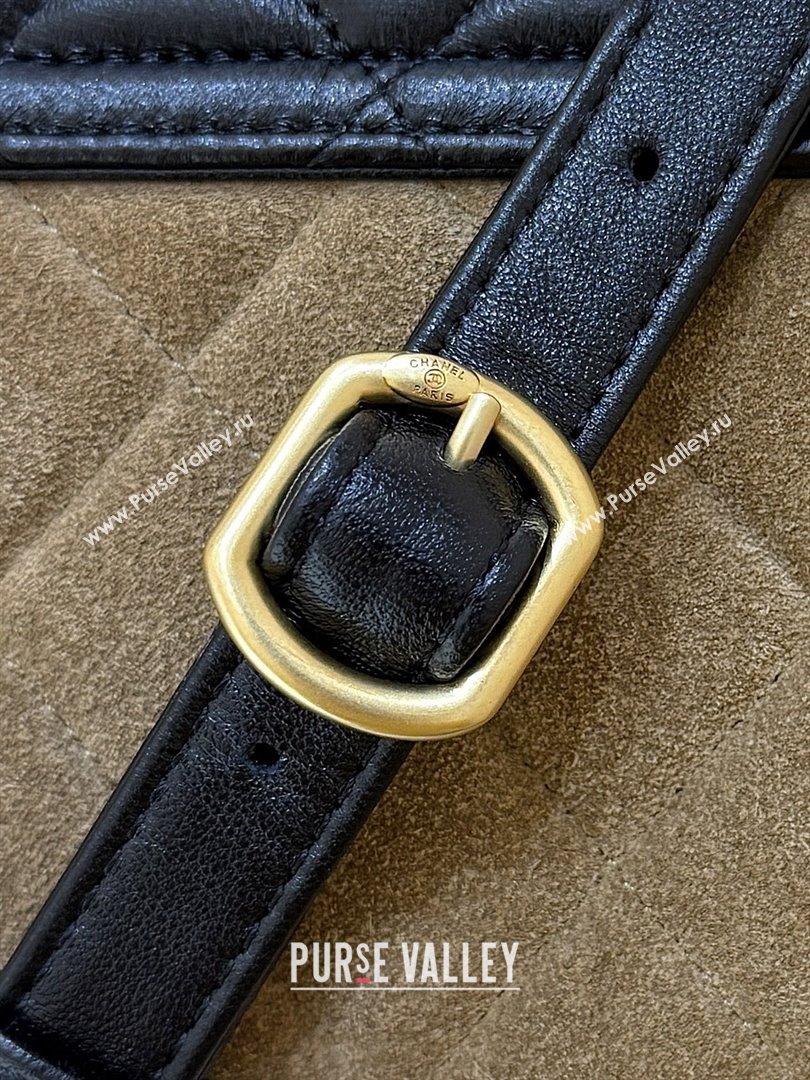 Chanel Suede Lambskin Phone Holder with Strap AP4677 Beige/Black 2025 Top Quality (SHUNY-25092301)