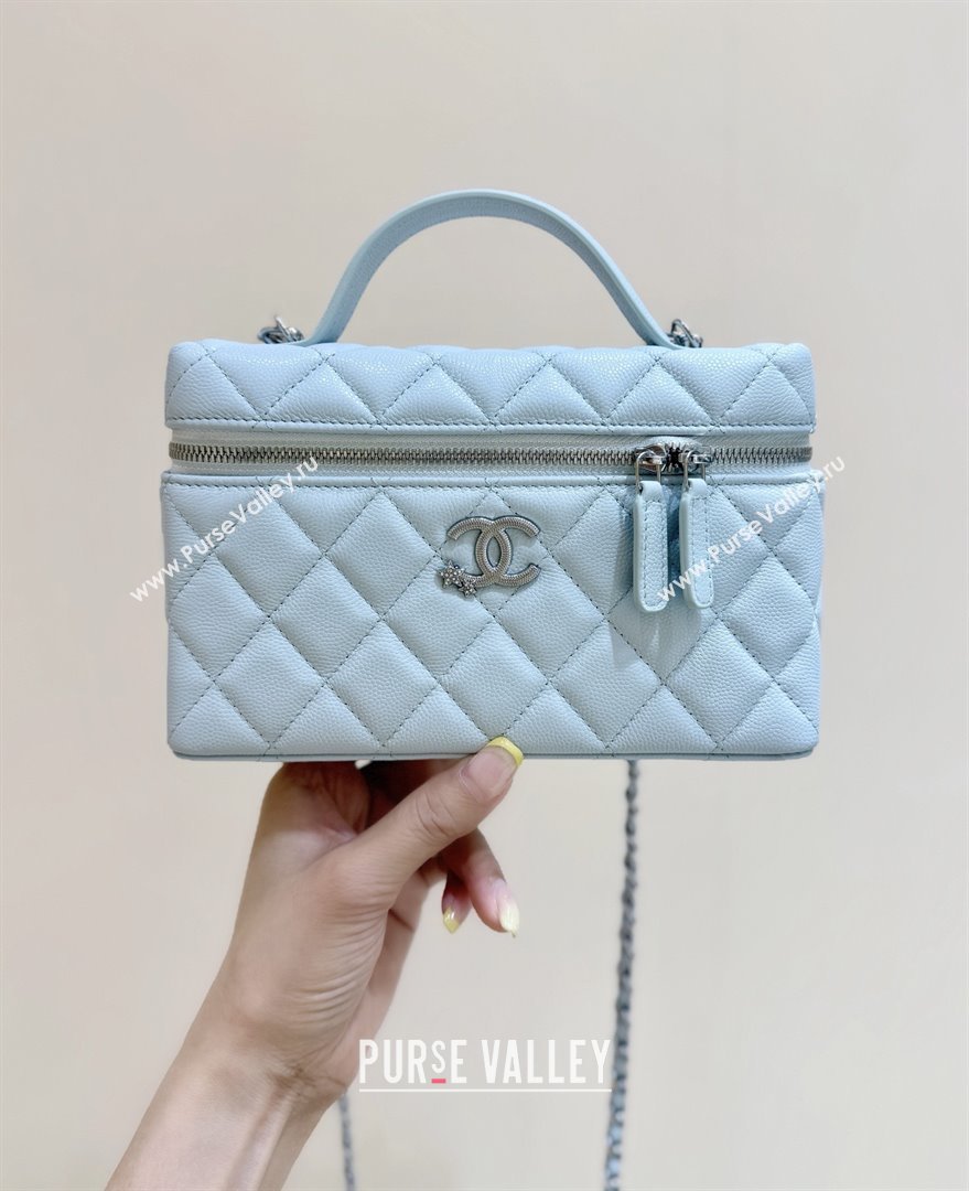 Chanel Shiny Grained Calfskin Vanity with Chain and Star AP4854 Light Blue 2025 Top Quality (SHUNY-25092306)