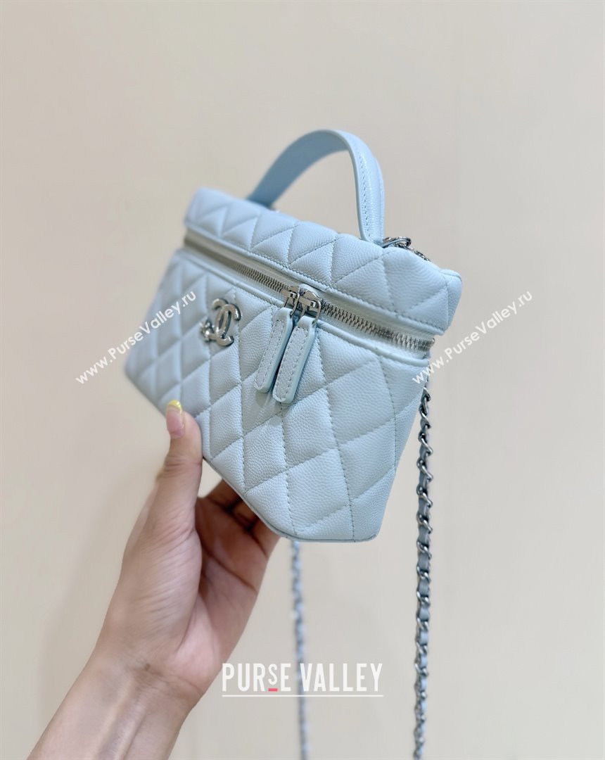 Chanel Shiny Grained Calfskin Vanity with Chain and Star AP4854 Light Blue 2025 Top Quality (SHUNY-25092306)