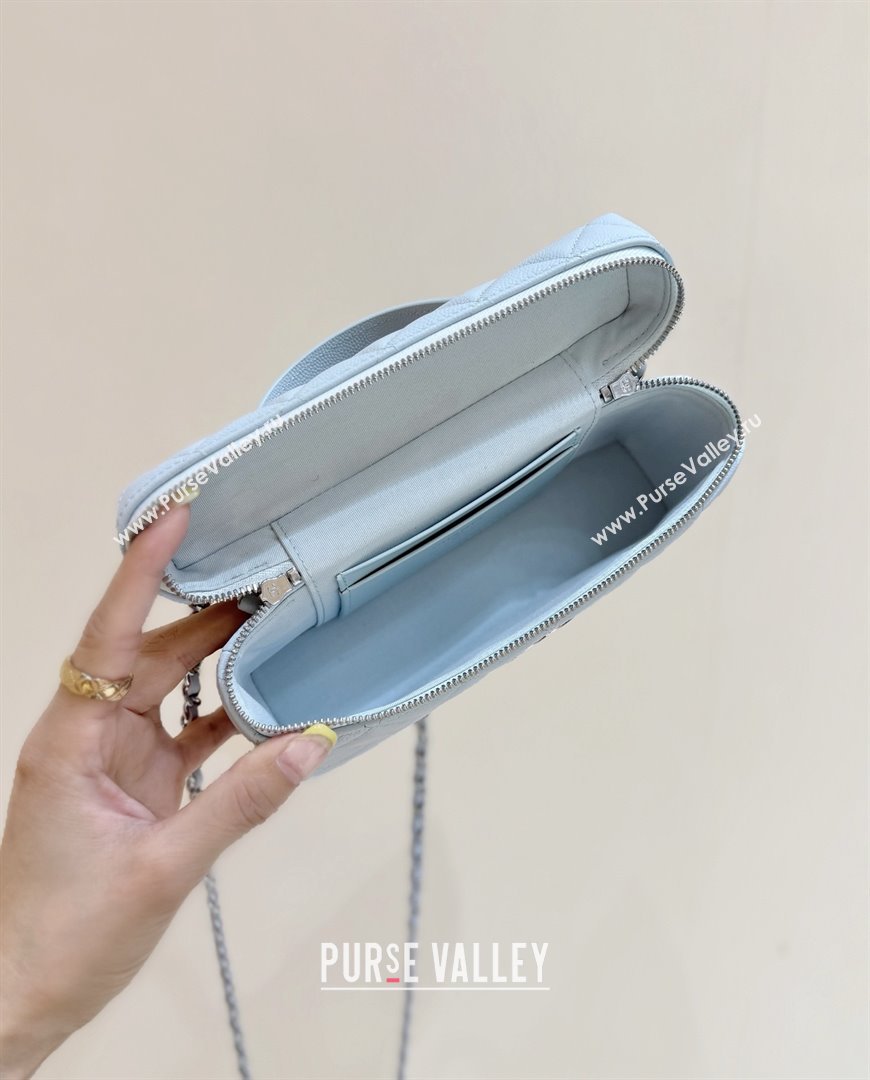 Chanel Shiny Grained Calfskin Vanity with Chain and Star AP4854 Light Blue 2025 Top Quality (SHUNY-25092306)
