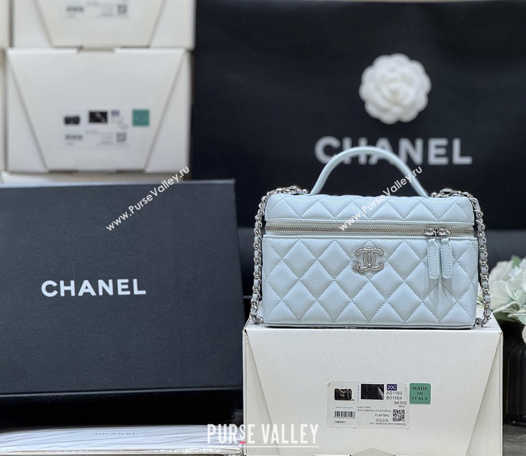 Chanel Shiny Grained Calfskin Vanity with Chain and Star AP4854 Light Blue 2025 Top Quality (SHUNY-25092306)
