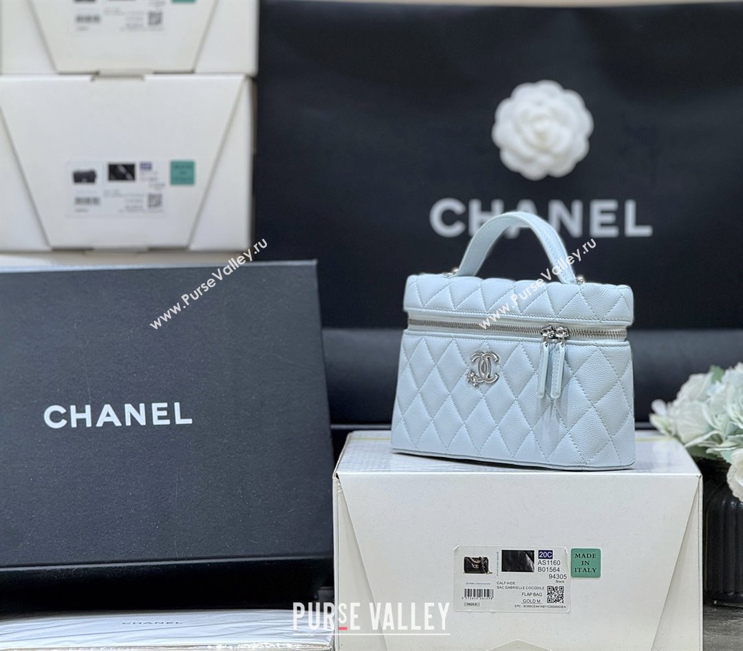 Chanel Shiny Grained Calfskin Vanity with Chain and Star AP4854 Light Blue 2025 Top Quality (SHUNY-25092306)