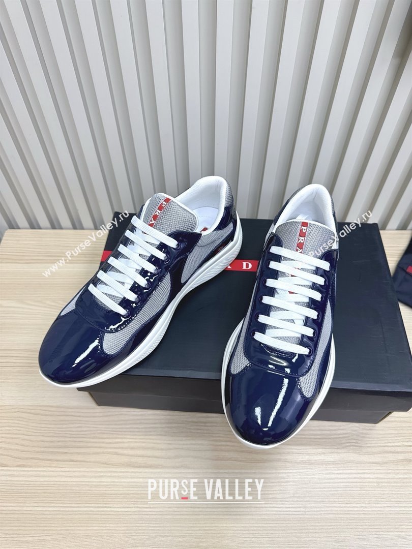 Prada Americas Cup Patent Rubber and Bike Fabric Sneakers Dark Blue/Grey 2025 (MD-25092405)