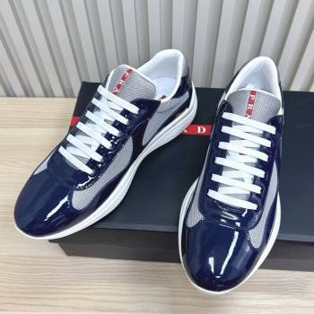 Prada Americas Cup Patent Rubber and Bike Fabric Sneakers Dark Blue/Grey 2025 (MD-25092405)