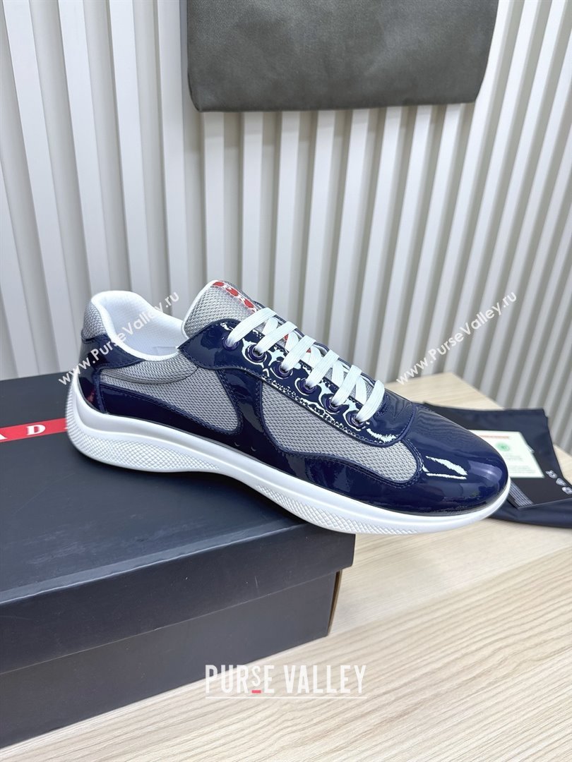 Prada Americas Cup Patent Rubber and Bike Fabric Sneakers Dark Blue/Grey 2025 (MD-25092405)
