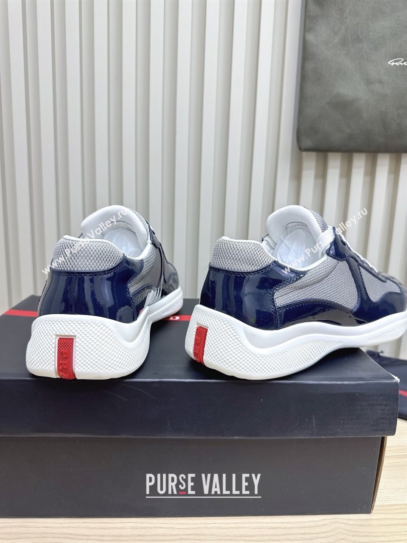 Prada Americas Cup Patent Rubber and Bike Fabric Sneakers Dark Blue/Grey 2025 (MD-25092405)