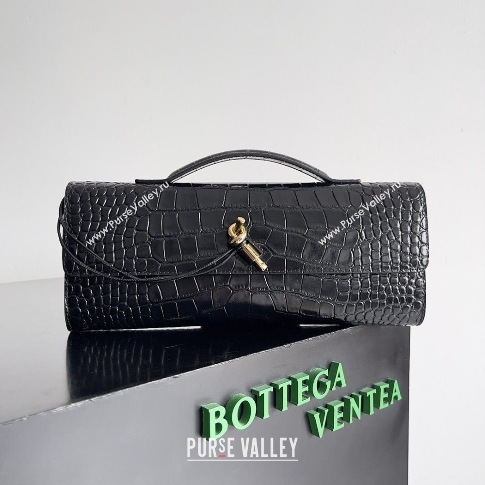Bottega Veneta Andiamo Clutch in Crocodile Pattern Leather Black 2025 (MS-25101510)