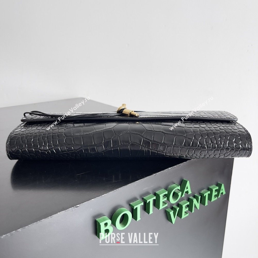 Bottega Veneta Andiamo Clutch in Crocodile Pattern Leather Black 2025 (MS-25101510)