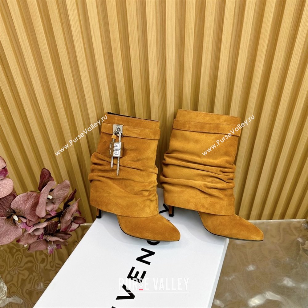 Givenchy Shark Lock Stiletto Ankle Boots in Suede Leather Brown 2025 (MD-25101117)