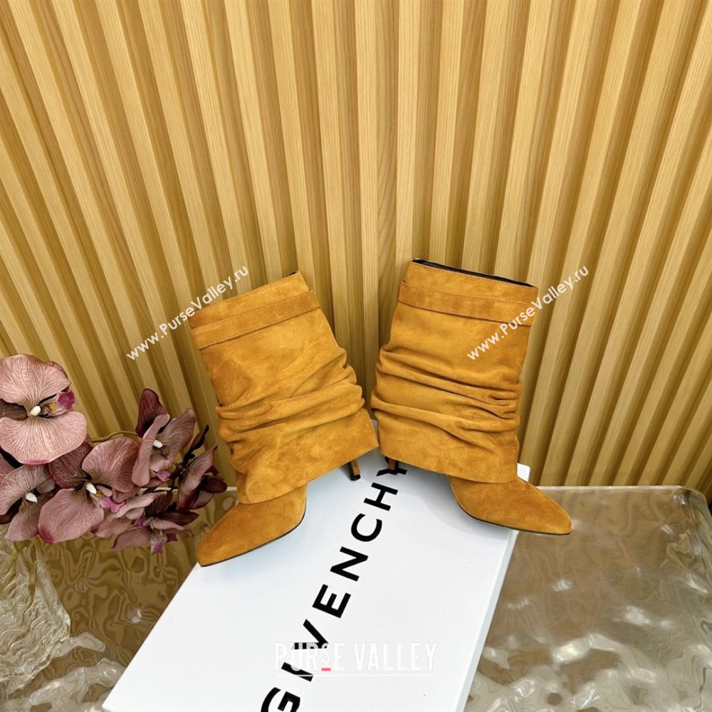 Givenchy Shark Lock Stiletto Ankle Boots in Suede Leather Brown 2025 (MD-25101117)