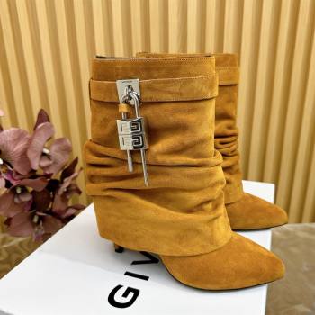 Givenchy Shark Lock Stiletto Ankle Boots in Suede Leather Brown 2025 (MD-25101117)