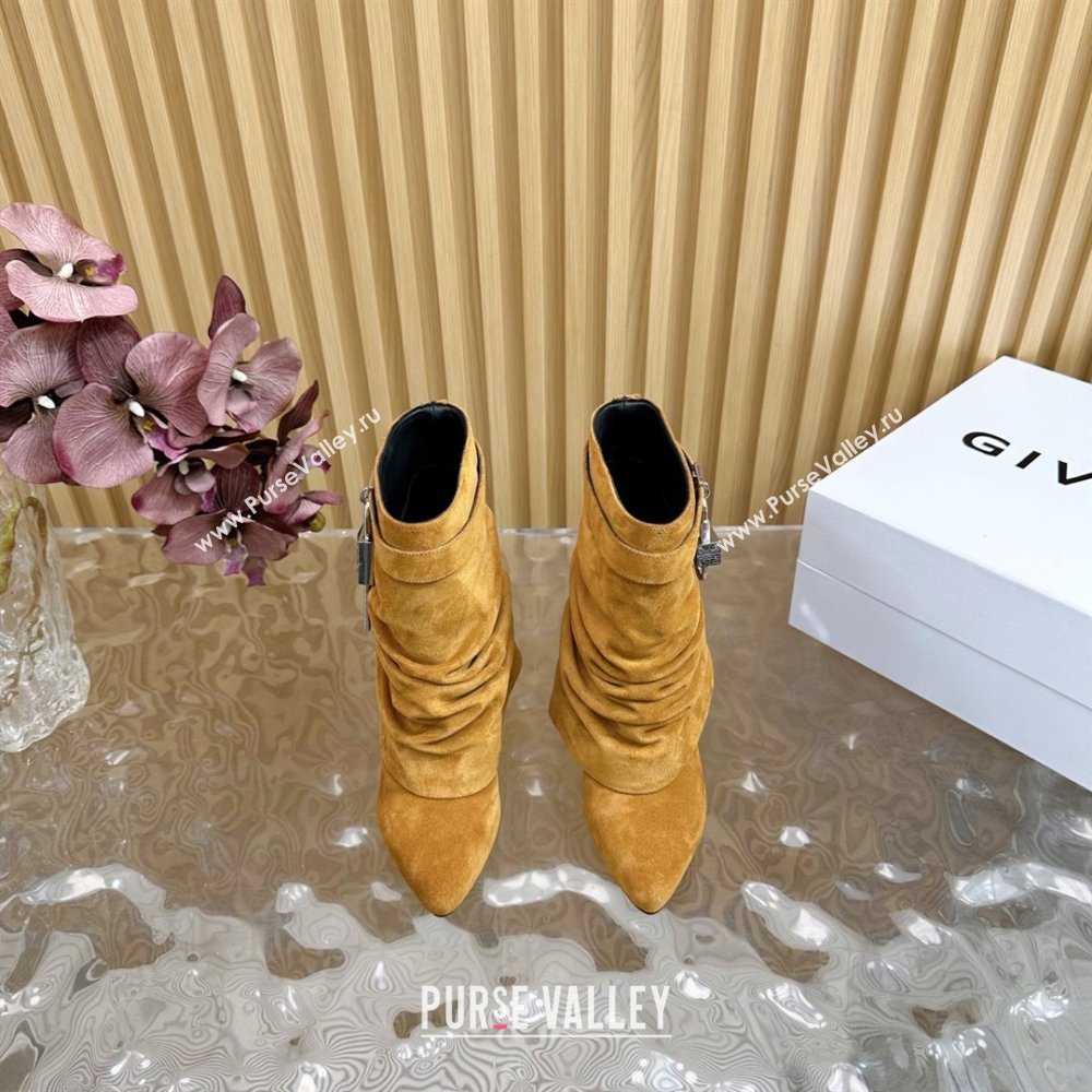 Givenchy Shark Lock Stiletto Ankle Boots in Suede Leather Brown 2025 (MD-25101117)