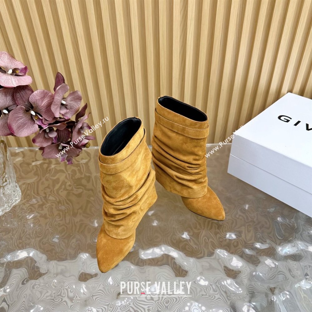 Givenchy Shark Lock Stiletto Ankle Boots in Suede Leather Brown 2025 (MD-25101117)