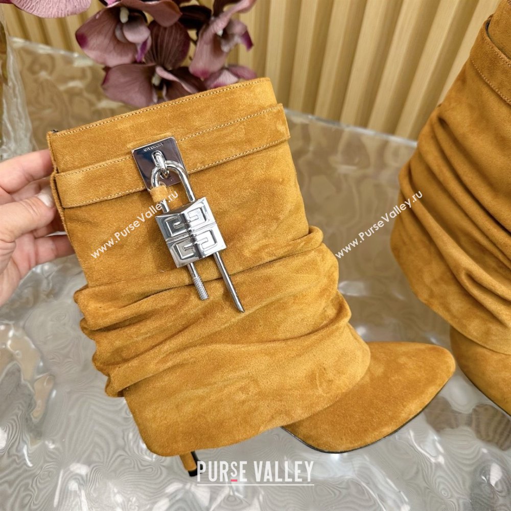 Givenchy Shark Lock Stiletto Ankle Boots in Suede Leather Brown 2025 (MD-25101117)