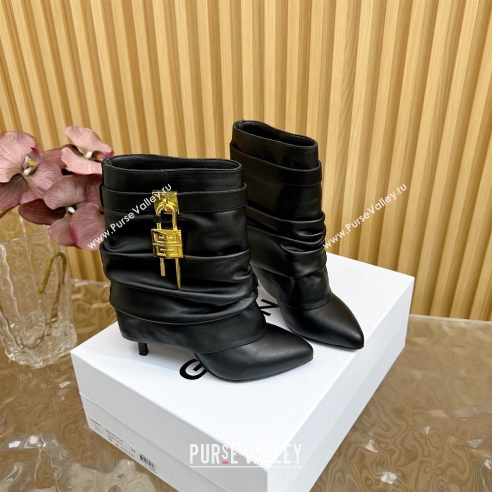 Givenchy Shark Lock Stiletto Ankle Boots in Calfskin Black 2025 (MD-25101119)