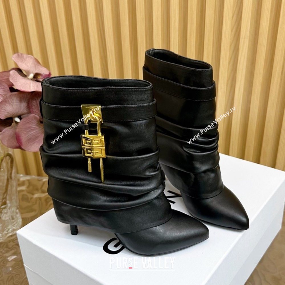Givenchy Shark Lock Stiletto Ankle Boots in Calfskin Black 2025 (MD-25101119)