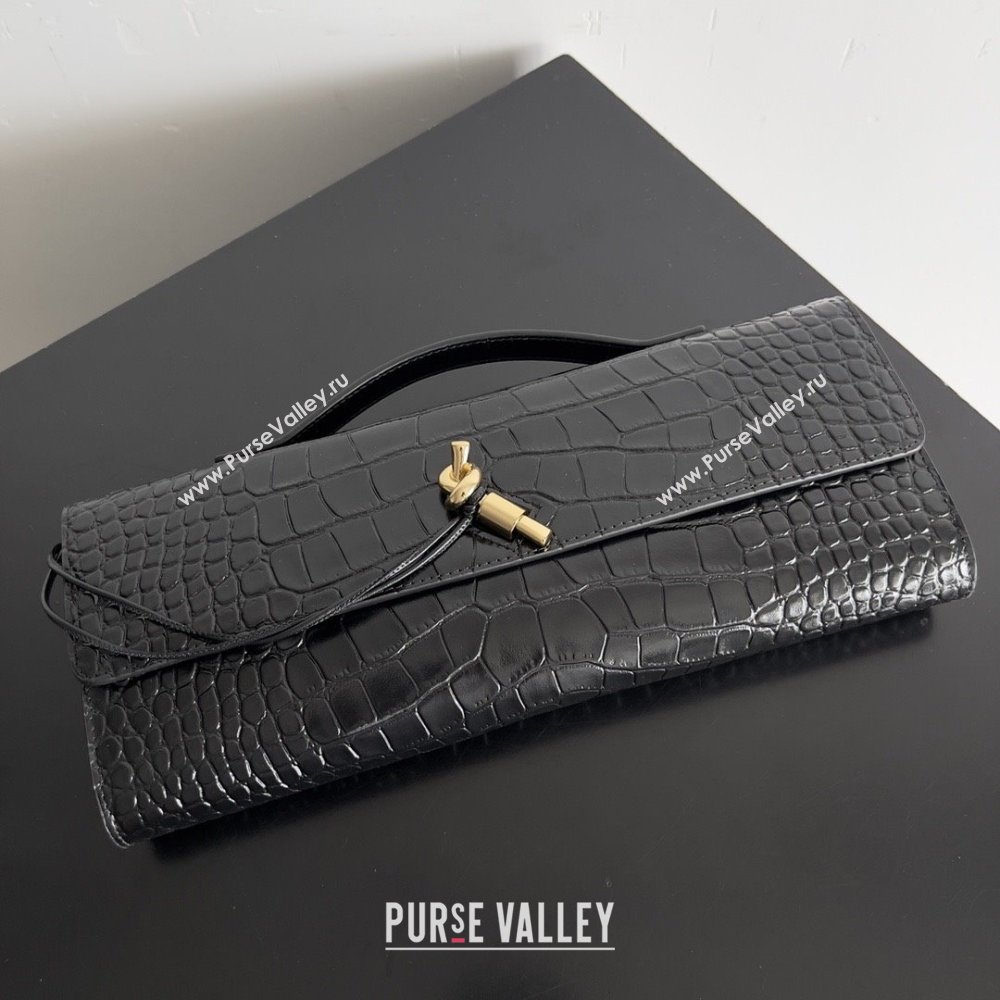 Bottega Veneta Andiamo Clutch in Crocodile Pattern Leather Black 2025 (MS-25101510)