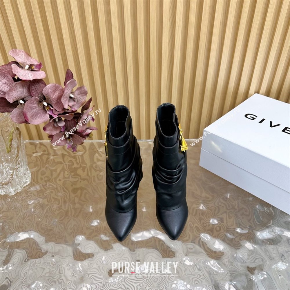 Givenchy Shark Lock Stiletto Ankle Boots in Calfskin Black 2025 (MD-25101119)