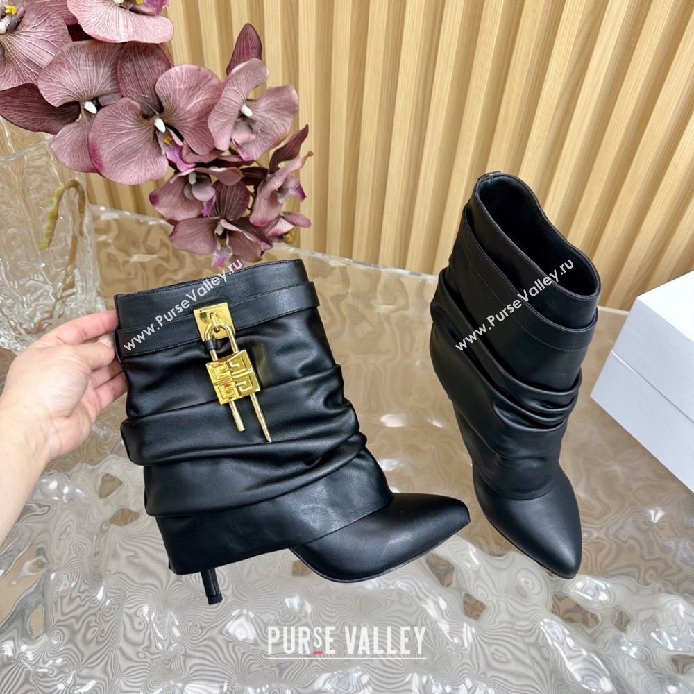 Givenchy Shark Lock Stiletto Ankle Boots in Calfskin Black 2025 (MD-25101119)