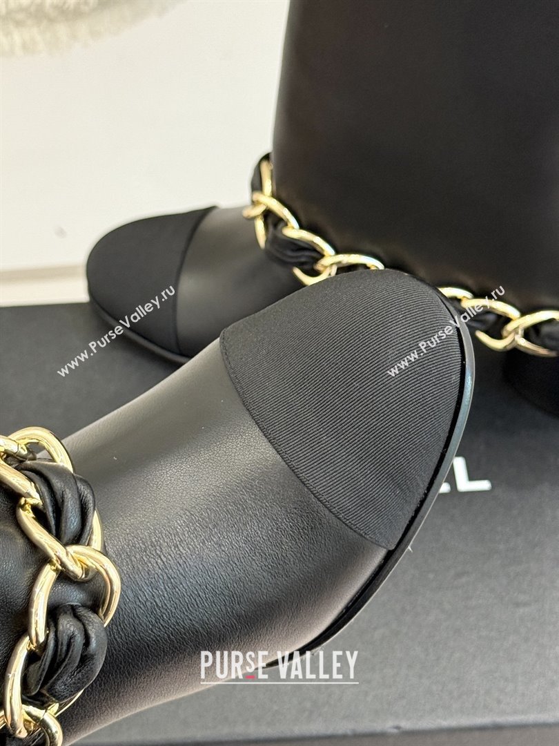 Chanel Lambskin  Grosgrain Boots with Chain 5cm Heel Black 2025 (MD-25101411)