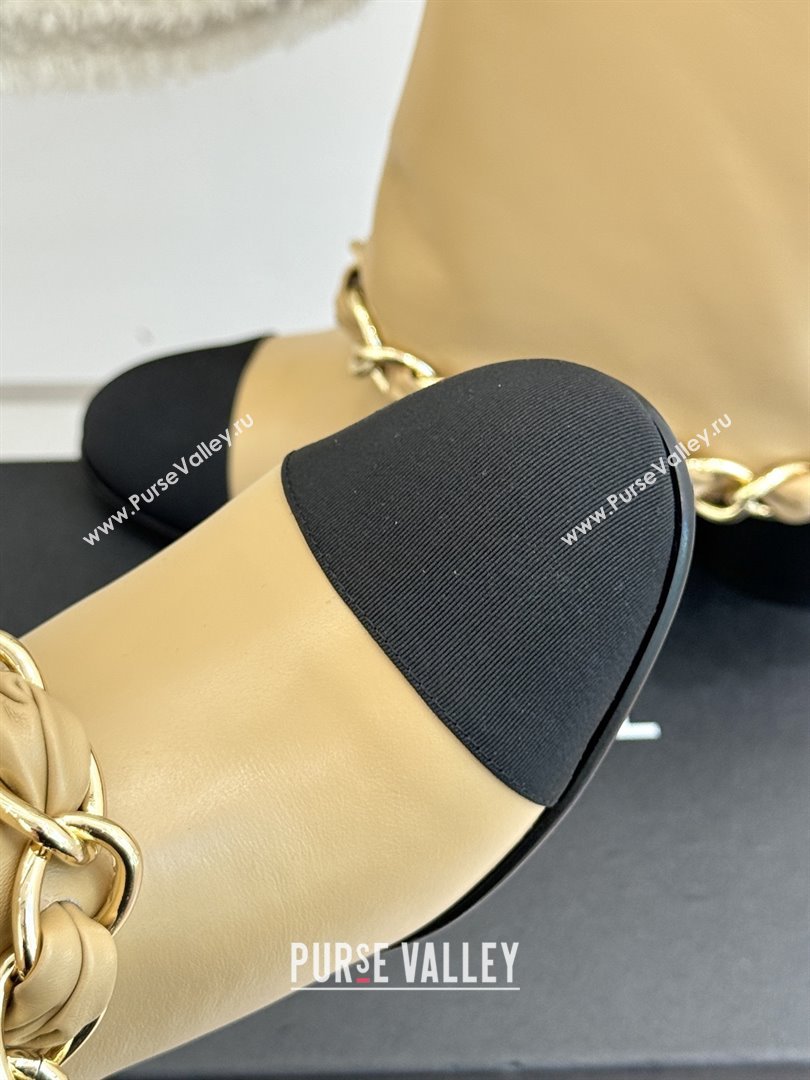 Chanel Lambskin  Grosgrain Boots with Chain 5cm Heel Beige 2025 (MD-25101412)