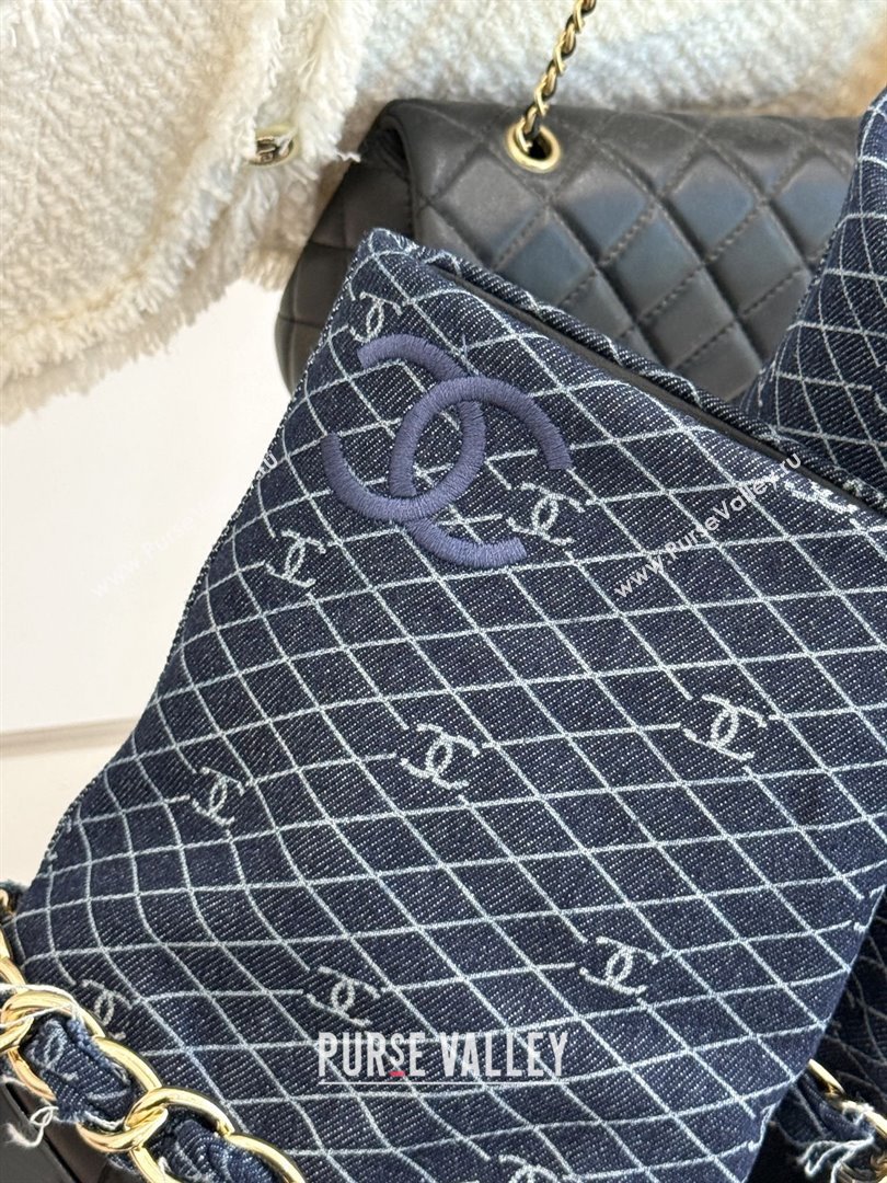 Chanel Lambskin,Denim  Grosgrain Boots with Chain 5cm Heel Deep Blue 2025 (MD-25101415)
