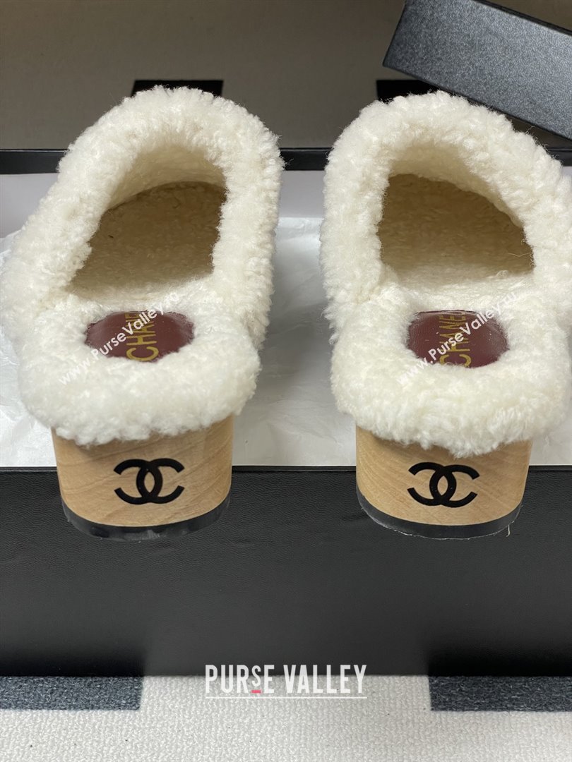 Chanel Calfskin Mules with Shearling CH102003 Burgundy 2025 (MD-25102003)