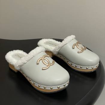 Chanel Calfskin Mules with Shearling CH102005 White 2025 (MD-25102005)