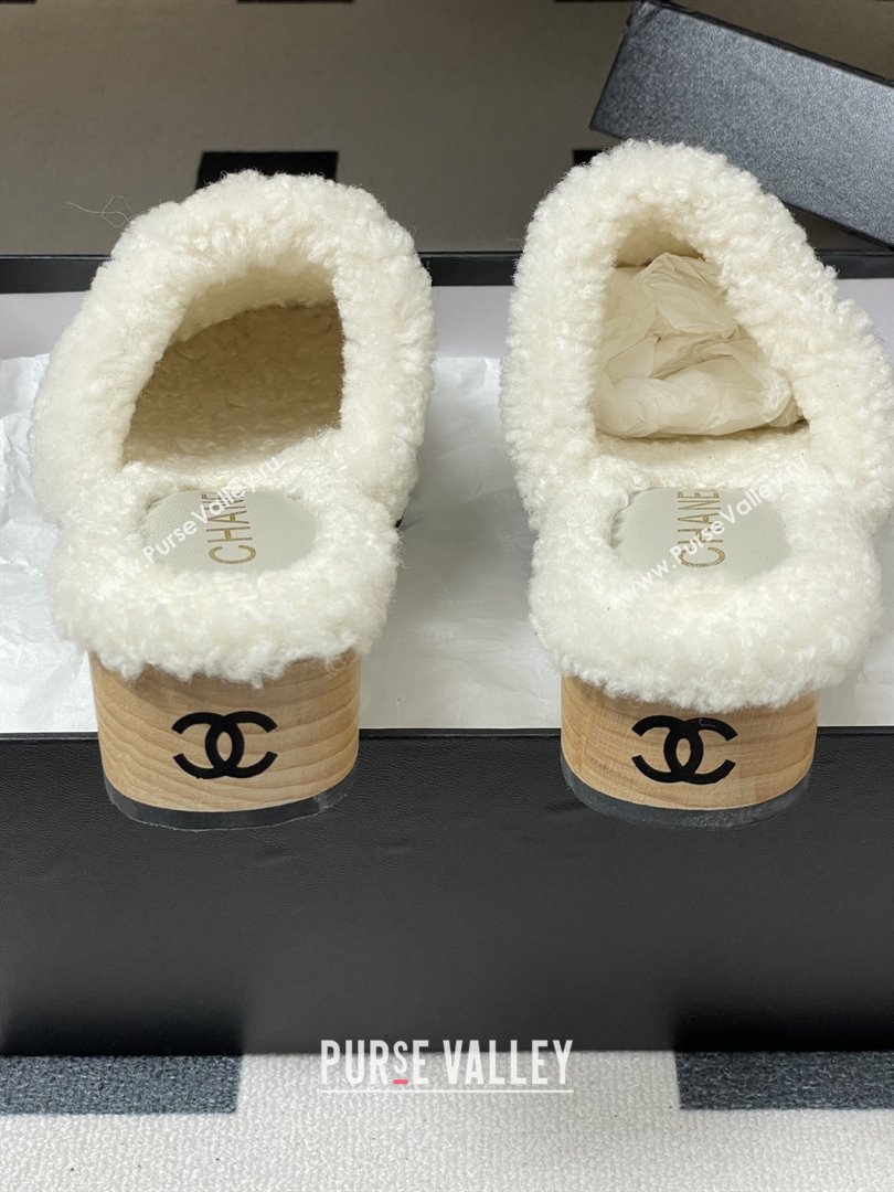 Chanel Calfskin Mules with Shearling CH102005 White 2025 (MD-25102005)