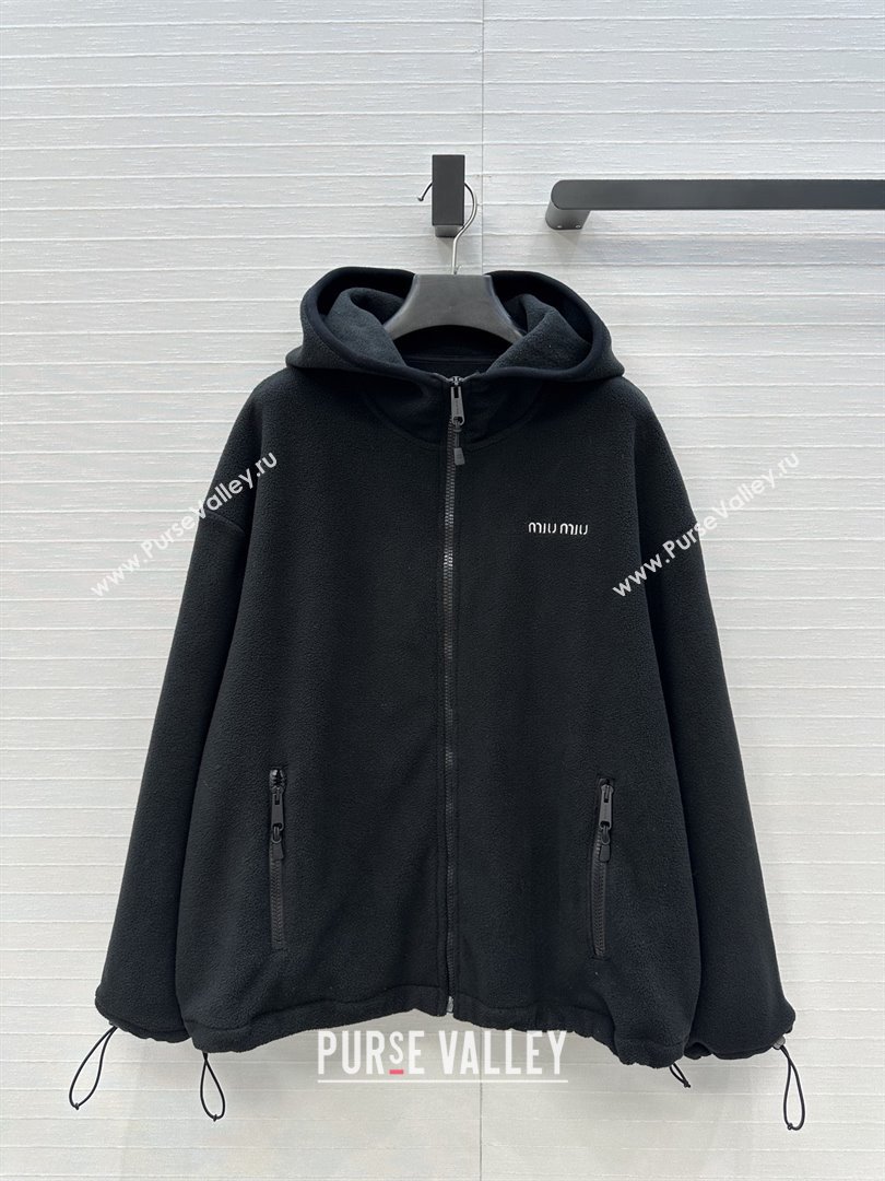 Miu Miu Fleece Jacket M101407 Black 2025 (Q-25101407)