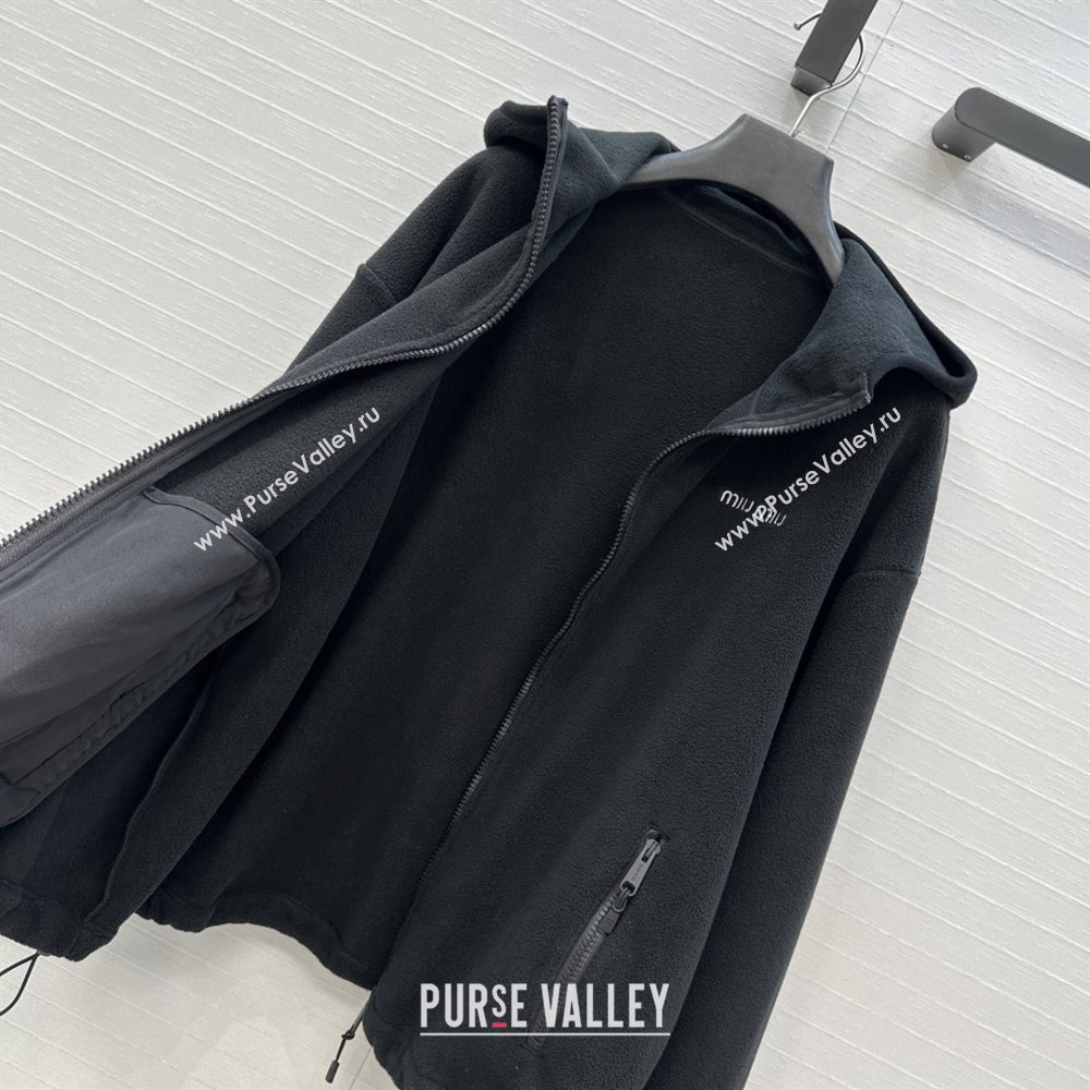Miu Miu Fleece Jacket M101407 Black 2025 (Q-25101407)