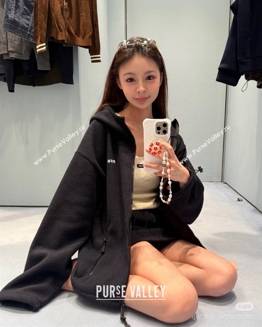 Miu Miu Fleece Jacket M101407 Black 2025 (Q-25101407)