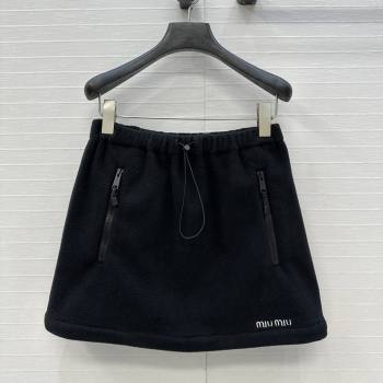 Miu Miu Fleece Miniskirt M101408 Black 2025 (Q-25101408)
