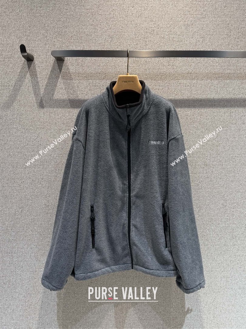 Miu Miu Fleece Sweatshirt M101406 Grey 2025 (Q-25101406)