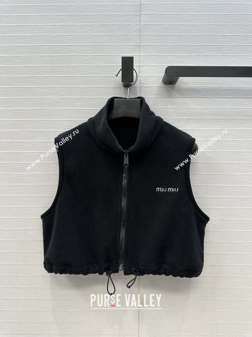 Miu Miu Fleece Vest M101409 Black 2025 (Q-25101409)