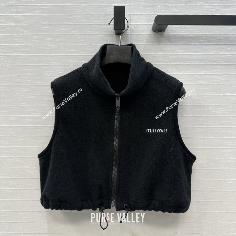 Miu Miu Fleece Vest M101409 Black 2025 (Q-25101409)