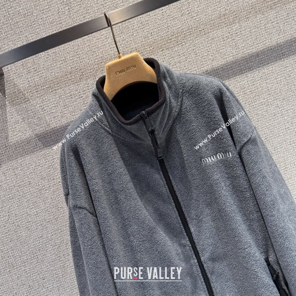 Miu Miu Fleece Sweatshirt M101406 Grey 2025 (Q-25101406)