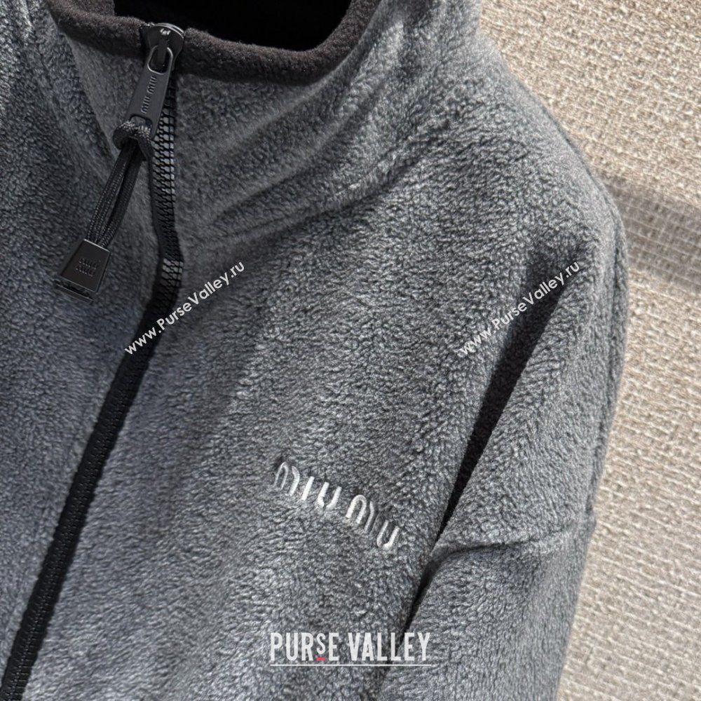 Miu Miu Fleece Sweatshirt M101406 Grey 2025 (Q-25101406)